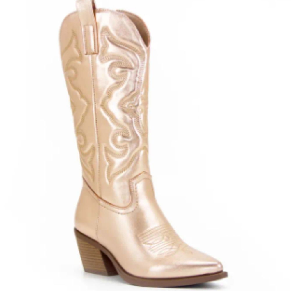 $97! TODAY ONLY! Women's Mid Calf Bronzed Metallic Western Boots